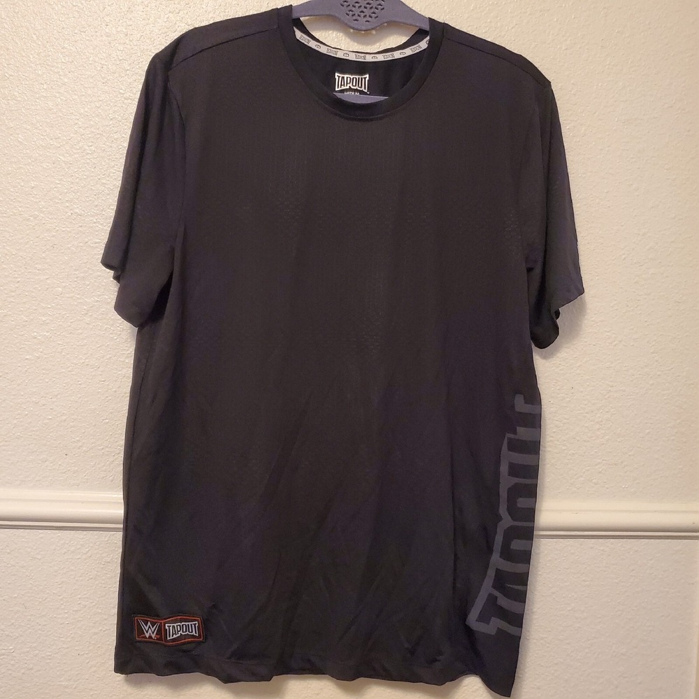 Tapout WWE Mens Black Performance Training T-Shirt Medium Honeycomb Gym Top